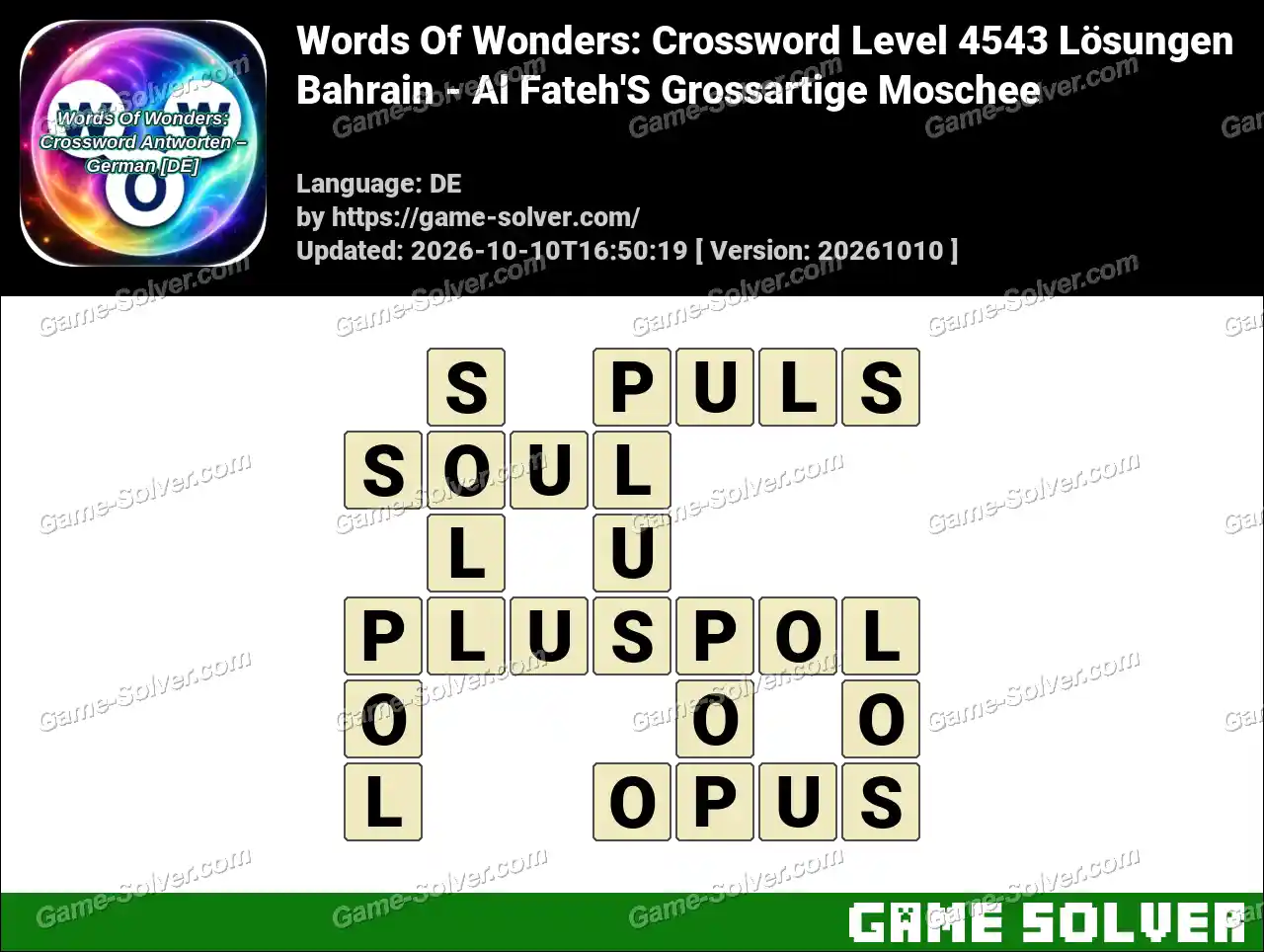 Words Of Wonders: Crossword Level 4543 Lösungen – Bahrain – Al Fateh’S Grossartige Moschee
